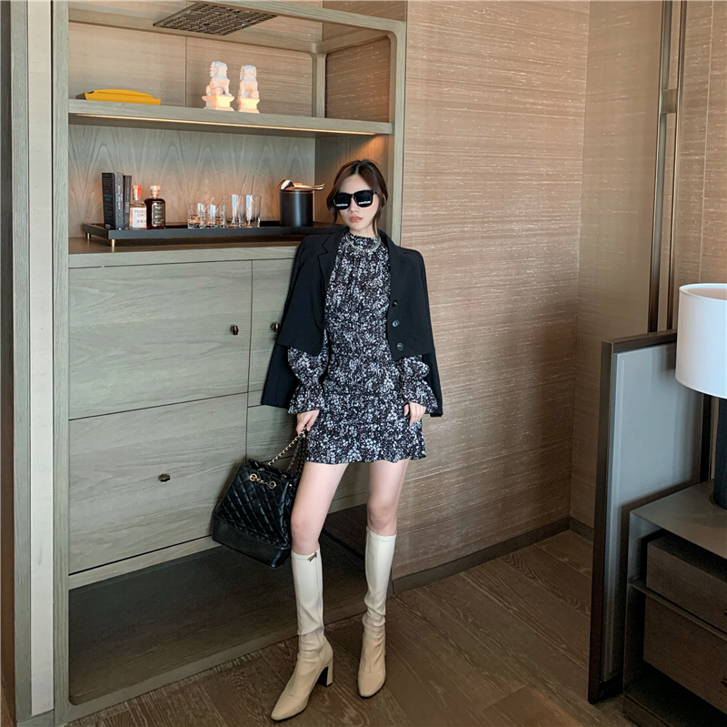 Đầm Hoa Tay Phồng Phong Cách Retro Thời Trang Dành Cho Nữ