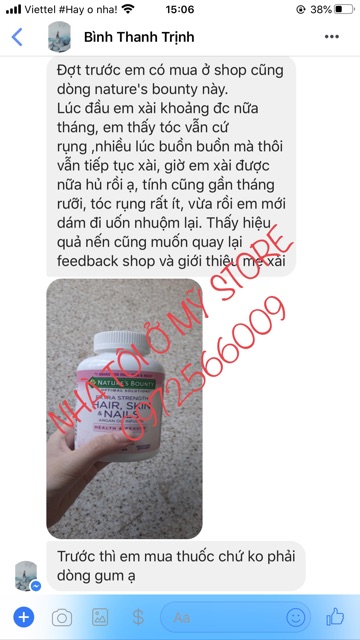 (Có bill mua hàng tại Mỹ 🇺🇸) Đẹp da móng tóc Extra Strength Hair skin nail Nature's Bounty 250v