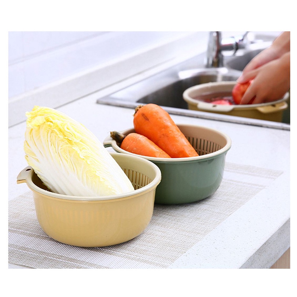 Rổ rửa rau củ quả thiết kế 2 trong 1 chức đa năng tiện dụng cho nhà bếp