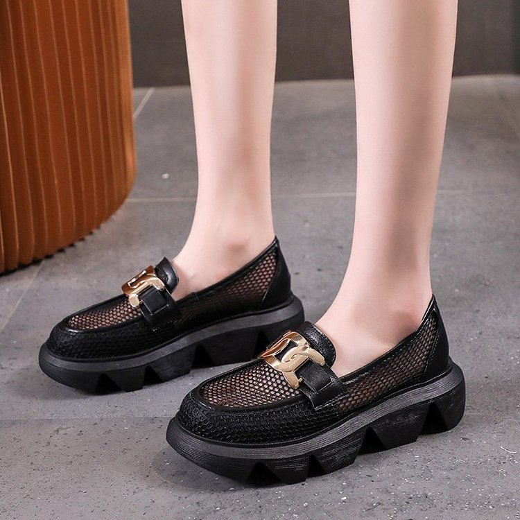 Fashionable Round Toe Sleeve Breathable Mid Heel Shoes for Women