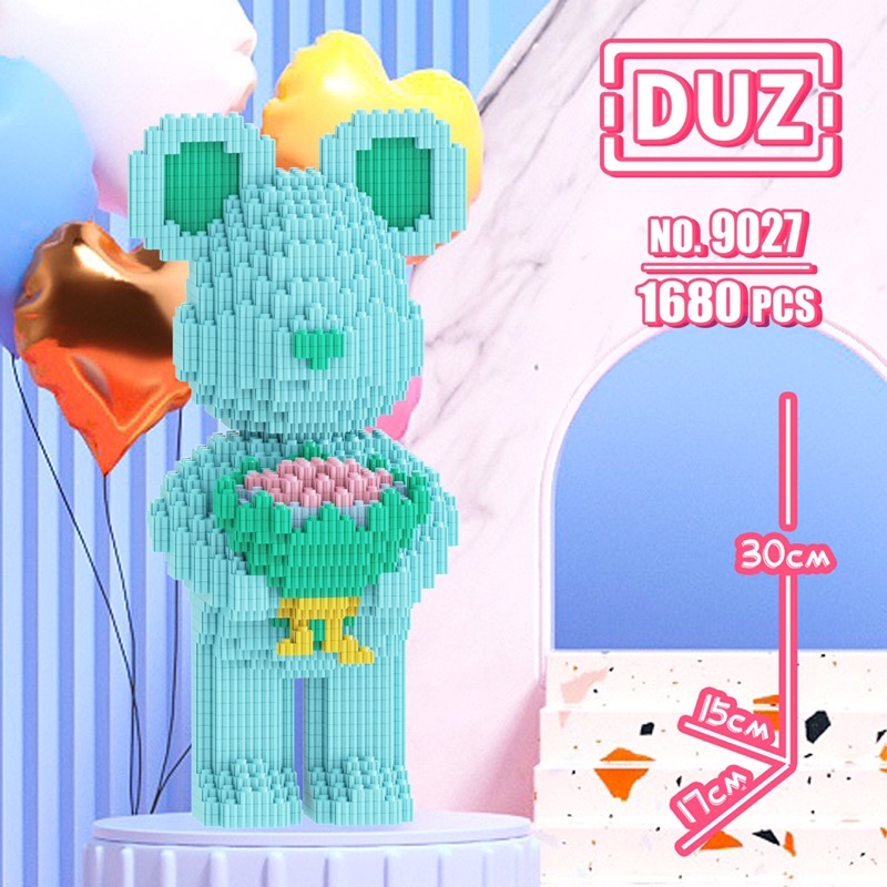 LEGO LẮP RÁP 3D BEARBRICK CẦM HOA CAO 30CM BỘ ĐỒ CHƠI LẮP RÁP TRÍ TUỆ CHO TRẺ