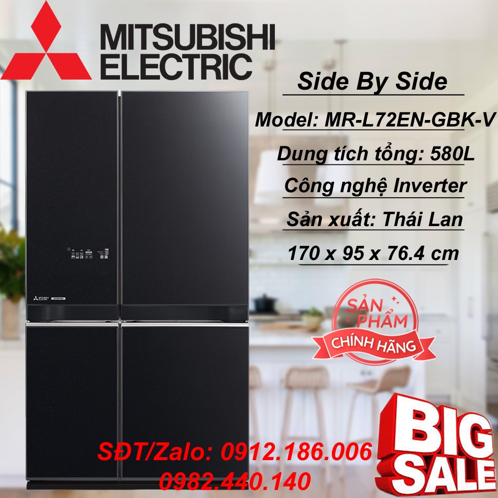 Tủ lạnh Mitsubishi Electric Inverter 580 lít MR-L72EN-GBK-V