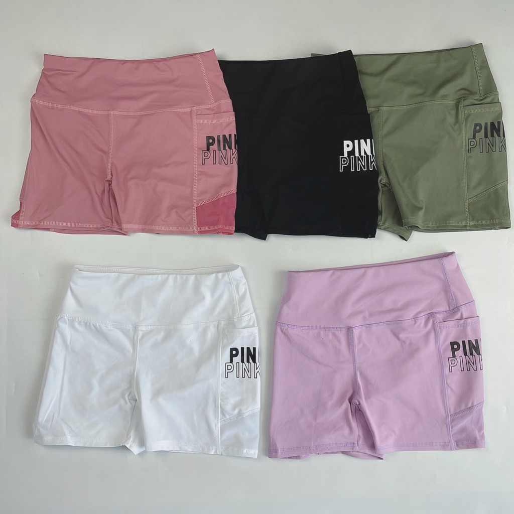 Quần Đùi Tập Gym Thể Thao Nữ Pink Phối Lưới, Có Túi 2 Bên