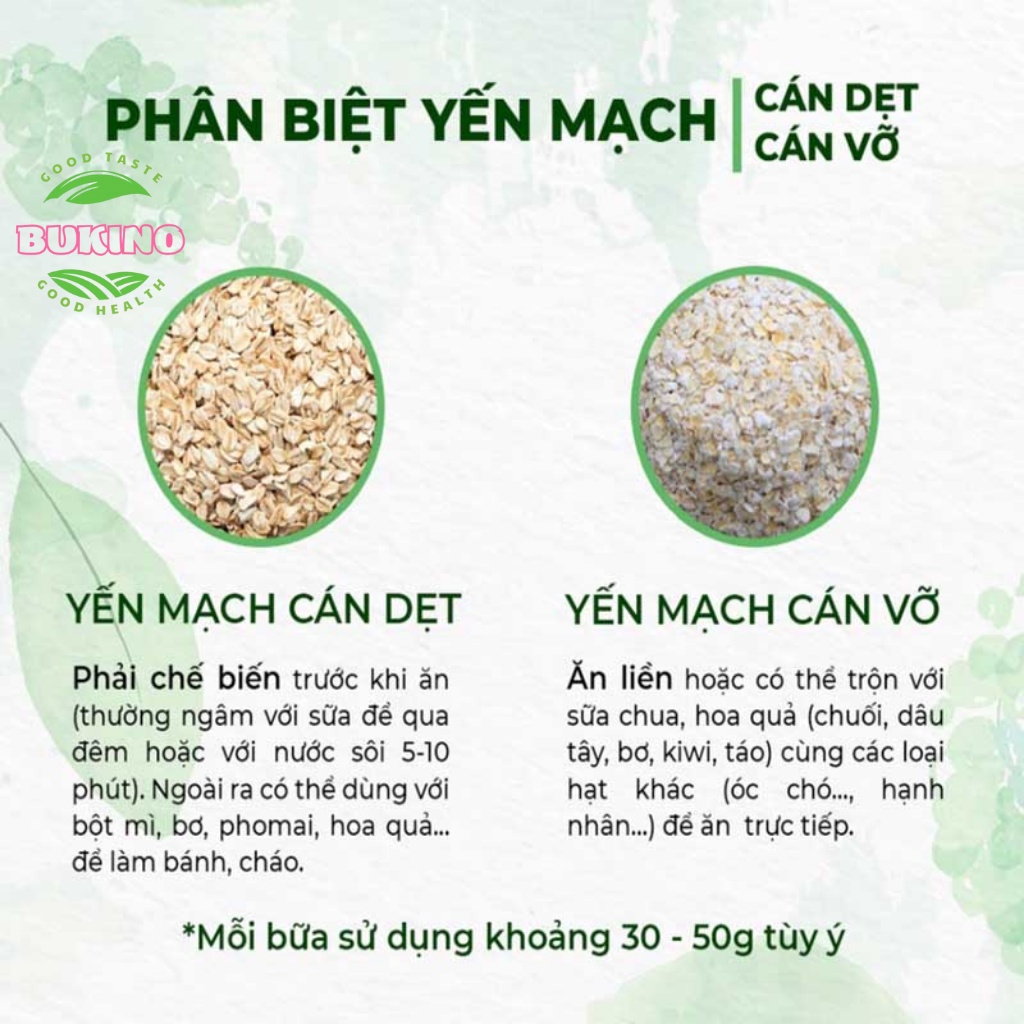 Yến mạch cán dẹt cán vỡ ăn liền Hafler gói 500g, ăn dặm cho bé sơ sinh, ngũ cốc giảm cân eatclean BUKINO