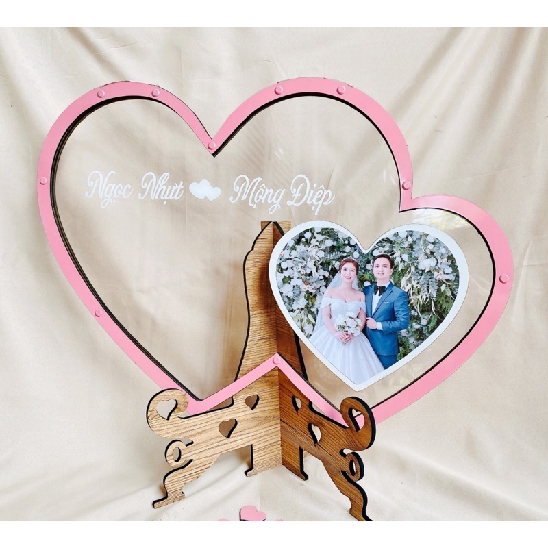 Hộp thả Tim Thegioipuzzle TRONG SUỐT| Thiết kế size 200 tim dán ảnh cưới (kèm ảnh thật khách đã đặt)