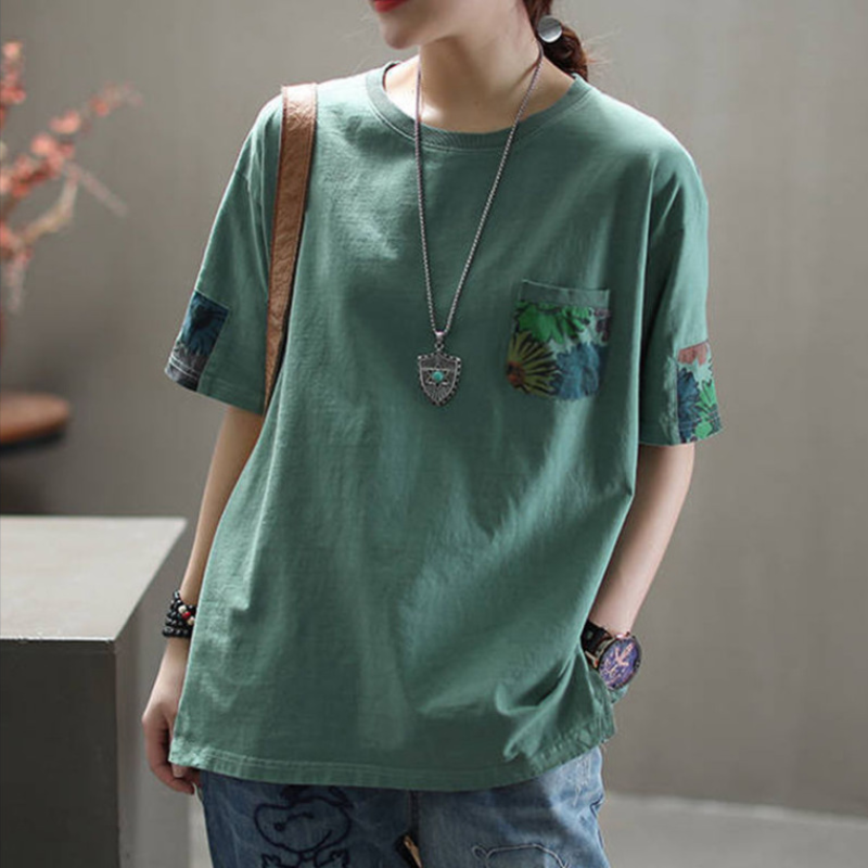 Áo thun ngắn tay dáng rộng phong cách Hàn Quốc cho nữ