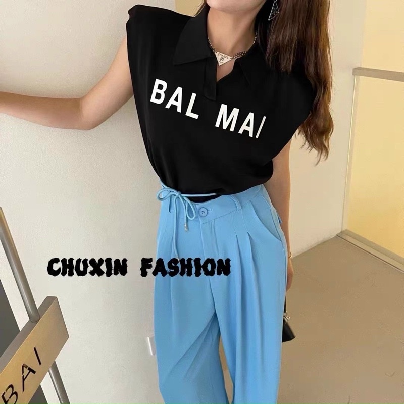 Áo len tay hến BALMAI cổ bẻ len mỏng mặc được mùa hè