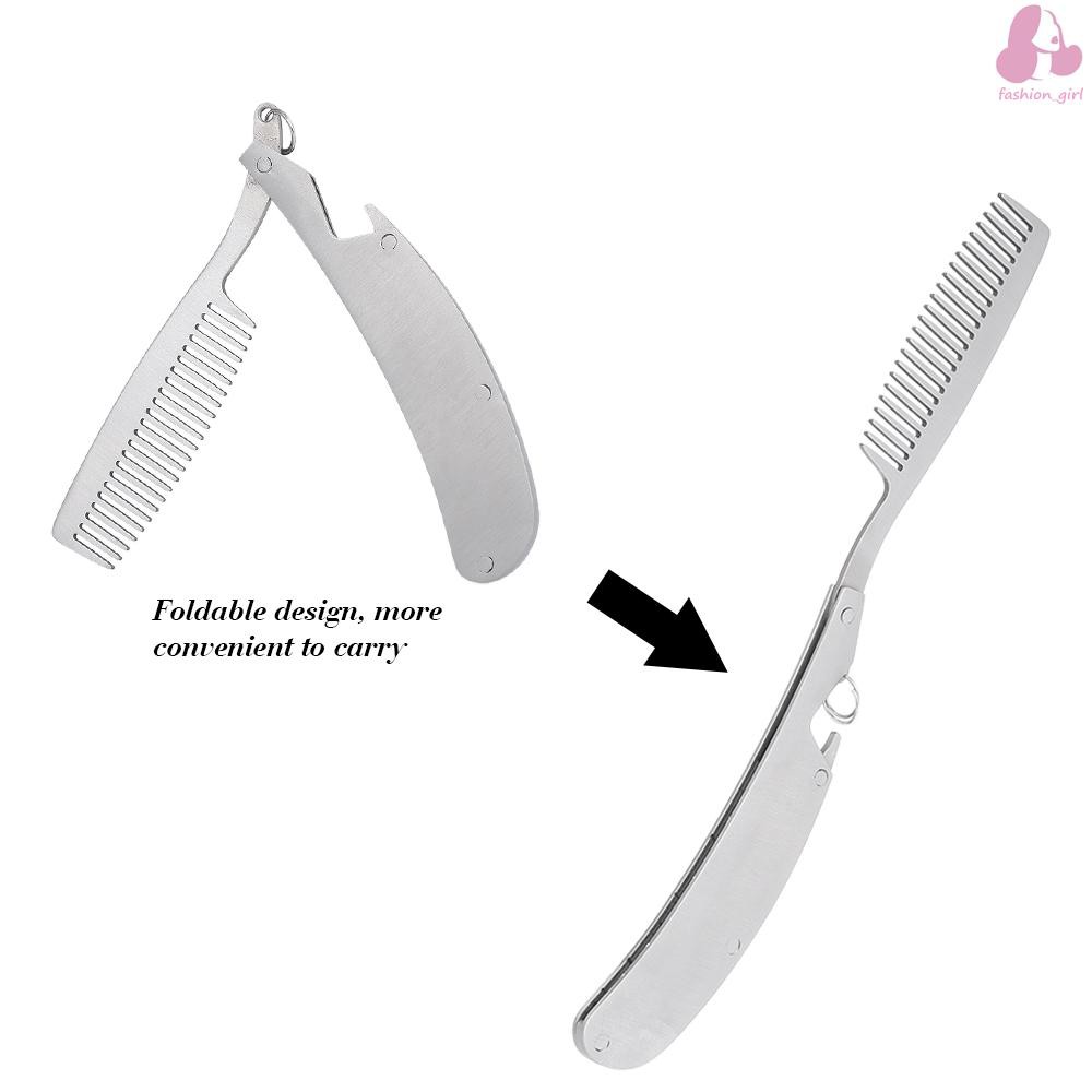Lược chải râu gấp gọn bỏ túi bằng thép không gỉ dành cho nam