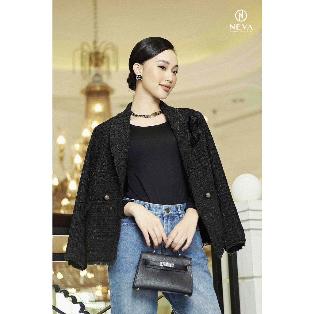 Áo vest dạ NEVA màu đen W620405 [ True beauty: NEVA X HO NGOC HA | Dance of dots ] | BigBuy360 - bigbuy360.vn