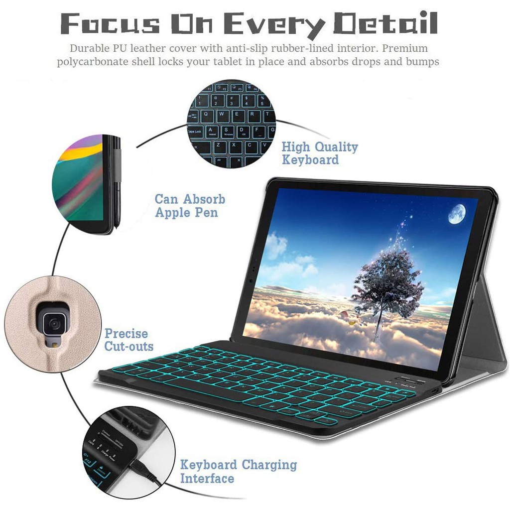 Bao da máy tính bảng siêu mỏng cho Samsung Galaxy Tab.A 8.0 2019 P200/P205 /Tab.A 10.5 T590/T595/Tab A 10.1T580/T585 | BigBuy360 - bigbuy360.vn