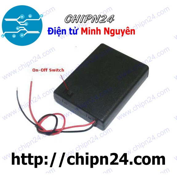 [1 CÁI] Hộp Đế pin 4 viên AAA (có nắp, có công tắc)