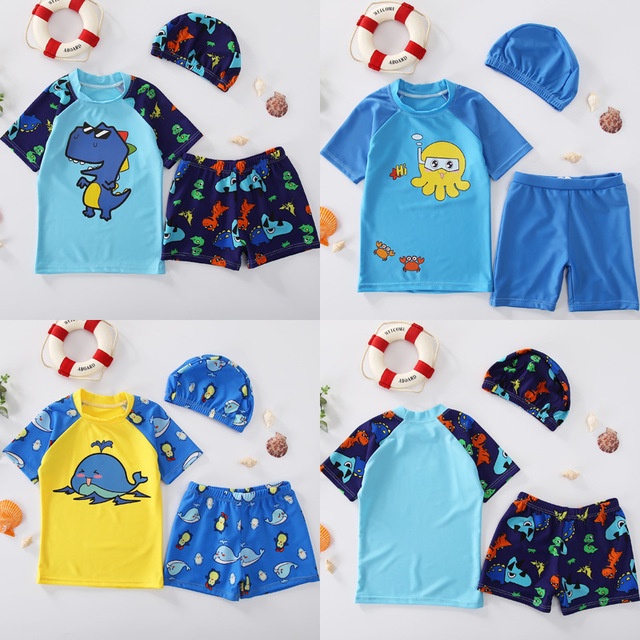 Đồ bơi bé trai quần short họa tiết hoạt hình mới size từ 14kg đến 35kg