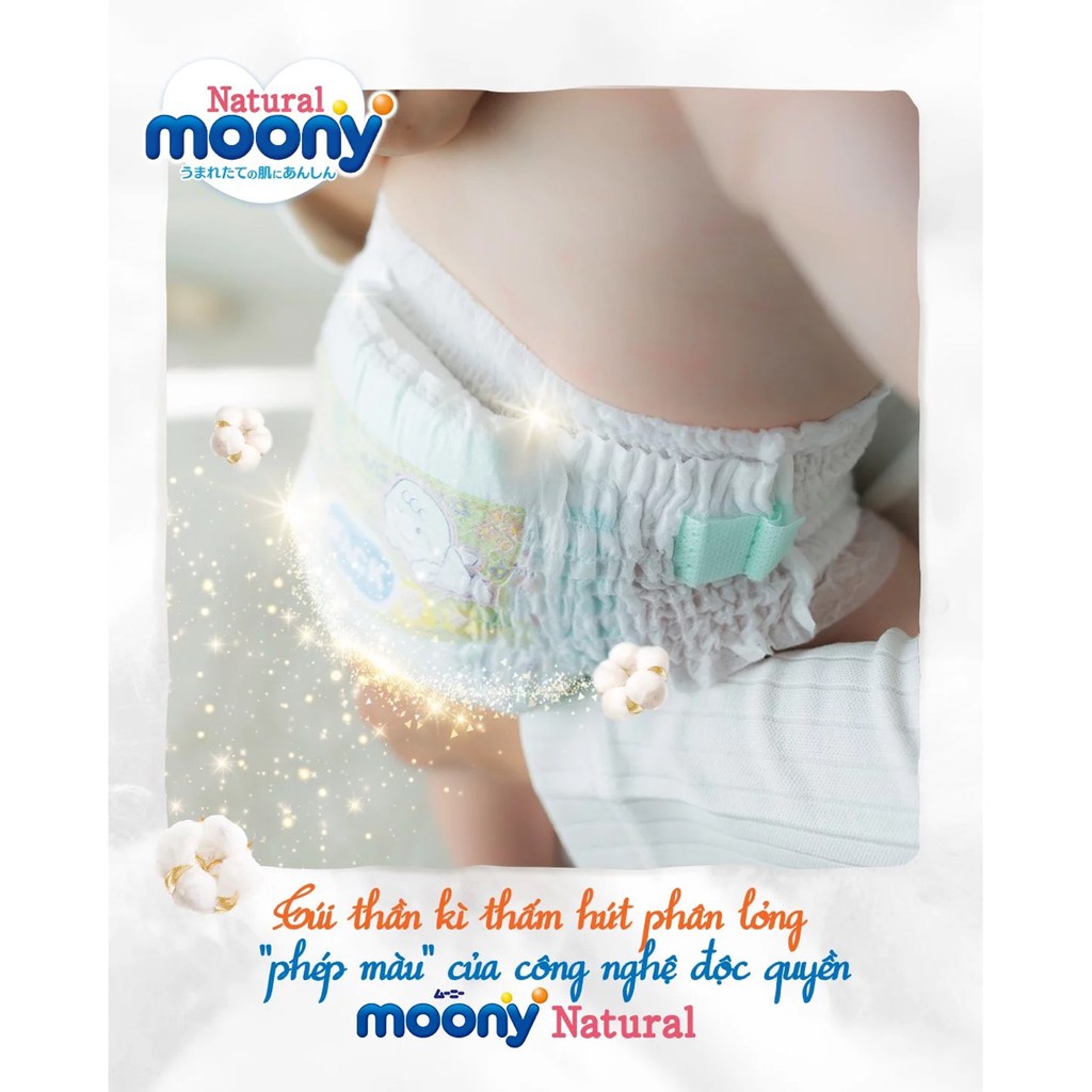 Bỉm Moony Natural FREESHIP Moony Natural Nội Địa Chính Hãng - Bỉm Moony Dán/Quần Đủ Size NB63/S58/M48/L36/XL32