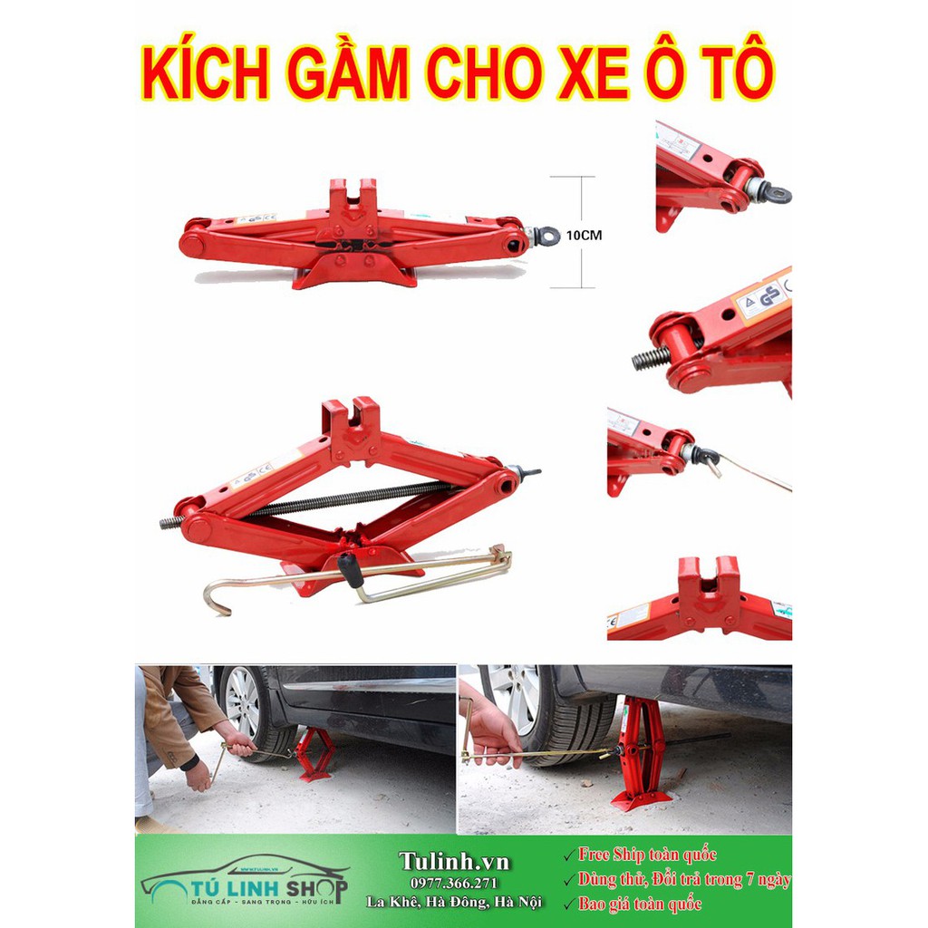 Kích thay lốp cho ô tô, xe hơi có đòn bẩy nâng gầm dễ dàng + Tặng quà