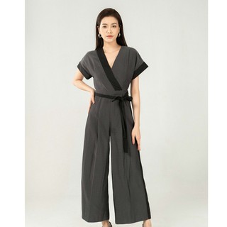 Jumpsuit đen kẻ thiết kế Elise FS1911028JLWOCK