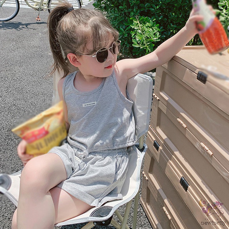 Set đồ thể thao gồm áo ba lỗ + quần short phong cách Hàn quốc thời trang cá tính cho bé