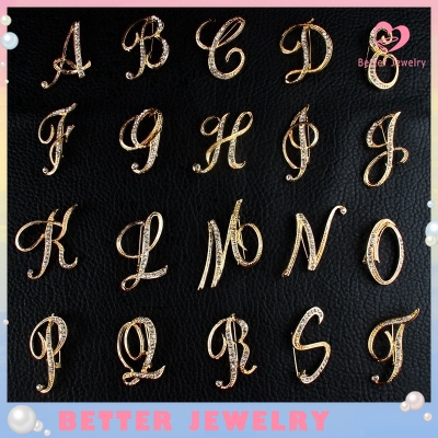 Fashion Brooch 26 English Alphabet Brooch Suit Brooch Diamond Brooches Popular Accessories