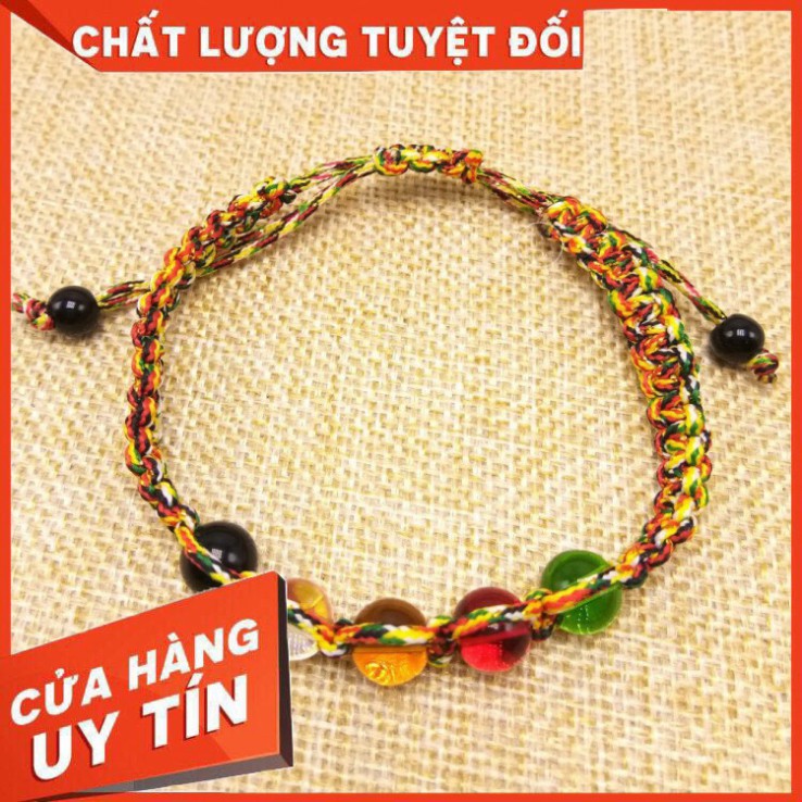 Vòng tay chỉ ngũ sắc kết hợp 5 hạt ngũ sắc nhà Phật bình an may mắn