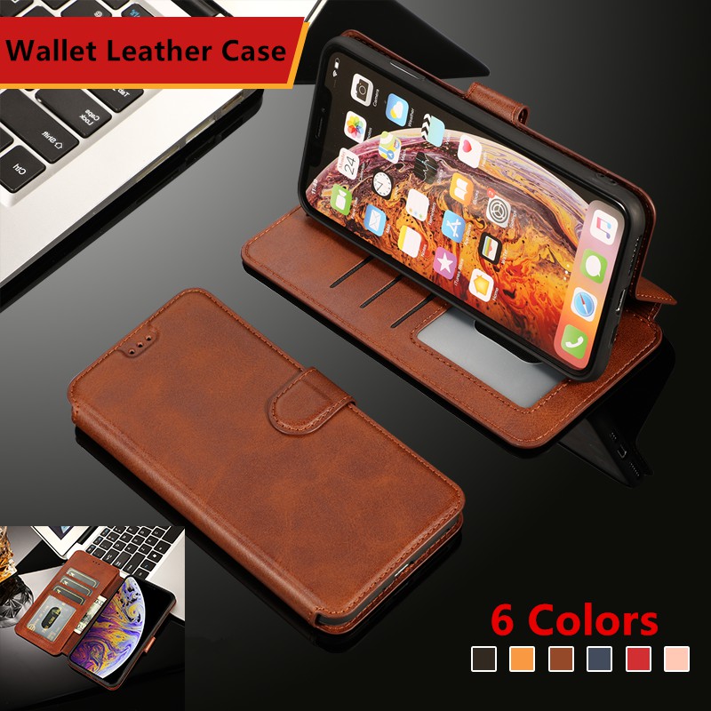 Ốp lưng điện thoại dạng ví da PU lật từ tính có khe cắm thẻ Ví dành cho IPhone 5 5c 5s 5se 6 6s 7 8 Plus X XS MAX XR PU Leather Card Slots Wallet  Magnet TPU Phone Case Flip Stand Shockproof Protection Shell Cover