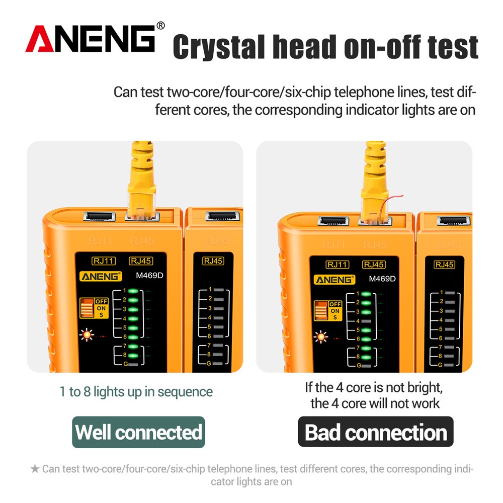 Dụng Cụ Kiểm Tra Cáp Mạng LAN RJ45 RJ45 RJ11 RJ12 CAT5 UTP LAN