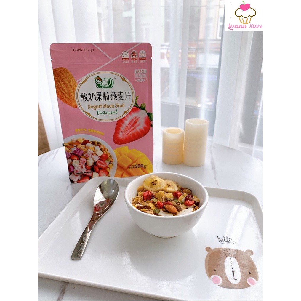 [GIẢM CÂN] Ngũ cốc sữa chua mix hạt, hoa quả YOGURT FRUIT OATMEAL gói 500g