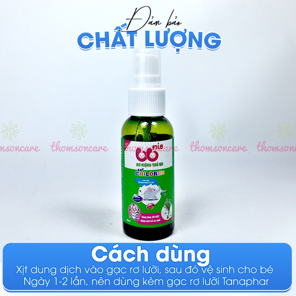 Dung dịch rơ lưỡi cho trẻ từ sơ sinh vị cam, làm sạch tưa lưỡi từ Lá hẹ, Cúc hoa và thảo dược BBnie Chai 40ml