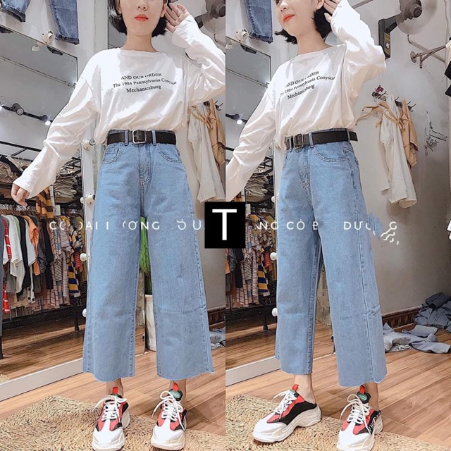 Quần bò ống rộng chất giãn TTO876