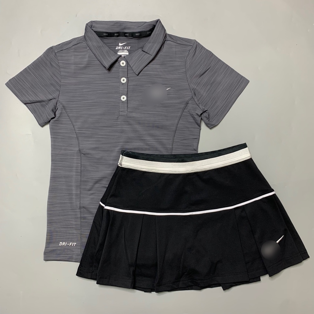 Bộ Váy Thể Thao Chơi Tennis, Golf, Cầu Lông, Bộ Váy Xếp Ly + Áo Thun Cổ Trụ NK - BVC001