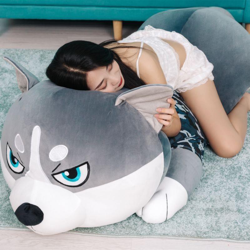 Búp bê Husky Erha dễ thương đồ chơi sang trọng con chó gối món quà sinh nhật lớn cô gái giường