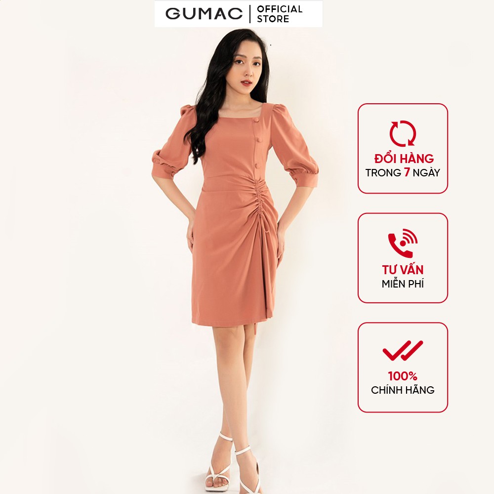 [Mã MABR07062 giảm 8% tối đa 50K đơn từ 249K] Đầm ôm nữ rút dây GUMAC DB3212