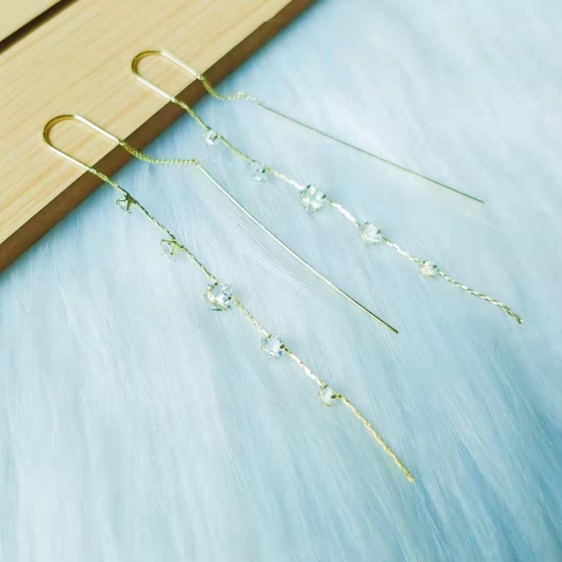 Khuyên Tai Hình Chữ Nhật Đính Đá Zircon Đơn Giản Phong Cách Retro Hàn Quốc