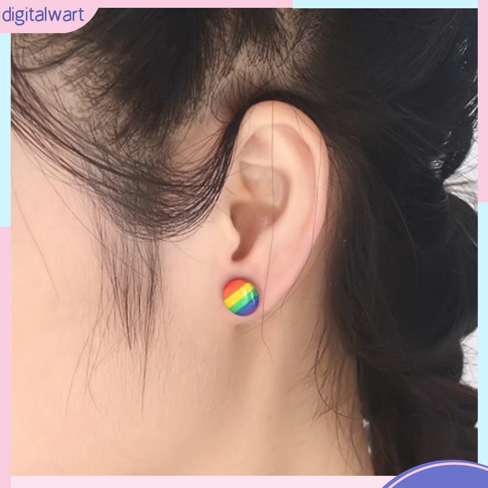 Khuyên Tai Tròn Màu Sắc Cầu Vồng Thời Trang Thanh Lịch Dành Cho Nữ