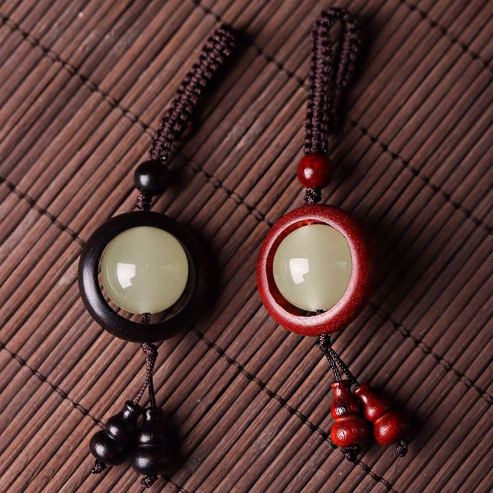LANFY Dây Treo Điện Thoại Bằng Gỗ Đàn Hương Màu Đỏ Phong Cách Vintage Sáng Tạo Chống Thất Lạc