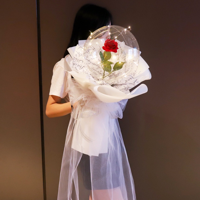 Bong bóng trong suốt hình hoa hồng phát sáng dùng trang trí tiệc