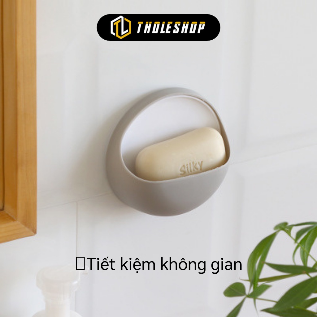 Kệ Đựng Xà Phòng - Giá Đỡ Xà Phòng, Bông Tắm Hình Tròn Dán Tường Có Lỗ Thoát Nước 7752