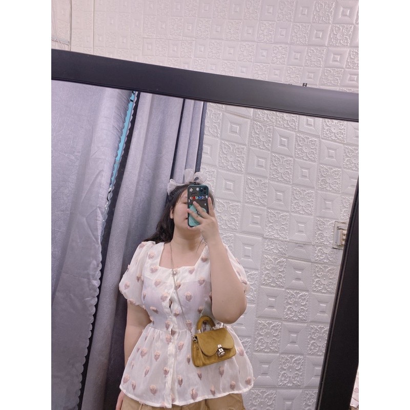 Áo babydoll hoa nổi. Bigsize 60-90kg.Ảnh thật 100%