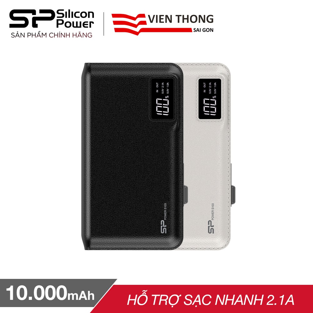 Pin sạc dự phòng Silicon Power S103 10.000mAh hiển thị đèn LED -Hãng phân phối chính thức