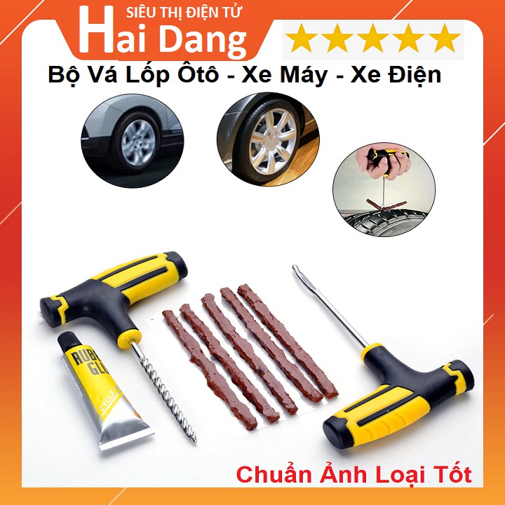 Bộ Vá Lốp Xe Máy,  Xe Máy Điện Không Xăm 5 Miếng Đầy Đủ Phụ Kiện - Dụng Cụ Vá Lốp Tại Nhà Hiệu Quả Đơn Giản Dễ Sử Dụng