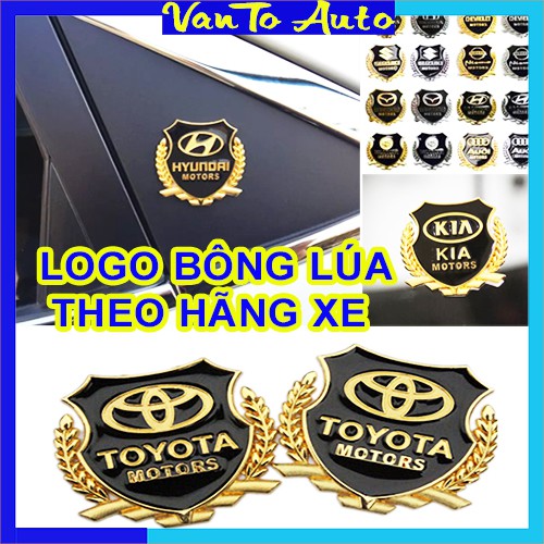 ⚡Video Thật⚡ Bộ 2 Logo Bông Lúa Trang Trí Ô Tô, Đầy Đủ Logo Các Hãng Xe