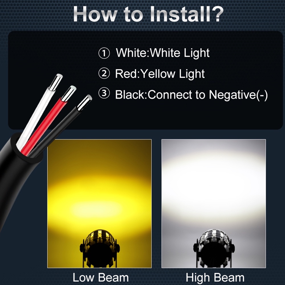 1 bộ Đèn pha LED xe máy Chiếu kính mắt cá Màu trắng đèn LED màu vàng Đèn pha xe máy