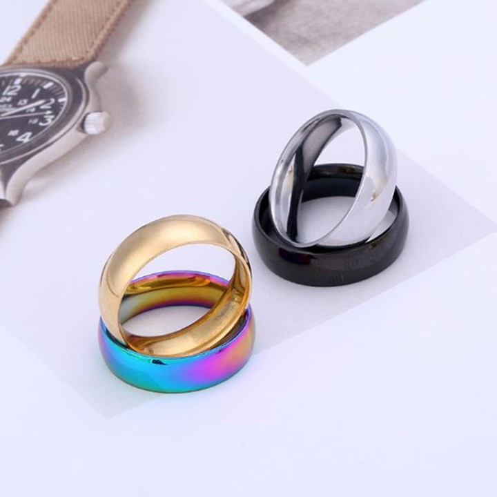 NHẪN NAM INOX MO TRÒN TRƠN BẢNG 5MM PHONG CÁCH CÁ TÍNH THỜI TRANG HÀN QUỐC