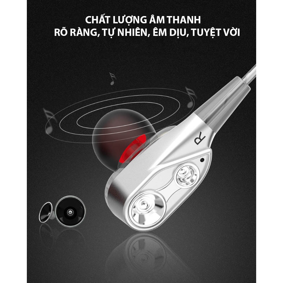 Tai nghe nhét tai có mic HIFI lõi kép siêu bass CK8 -Tặng kèm 4 đầu mút -DC2122