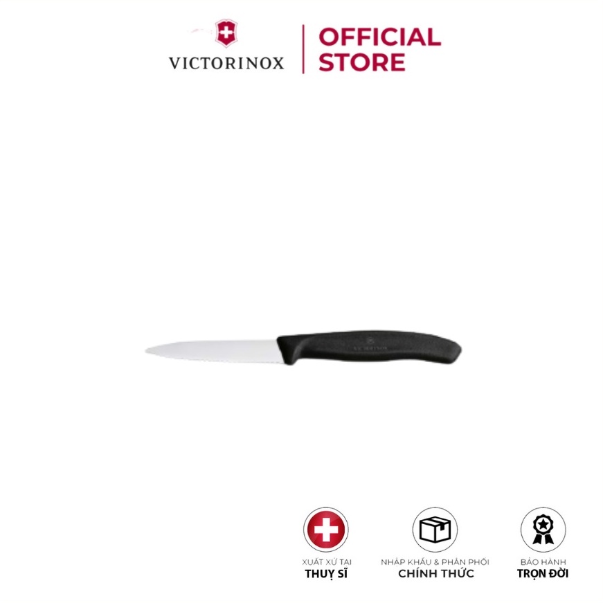 Dao bếp gọt Victorinox Paring Knives màu đen (wavy edge, 8cm) 6.7633