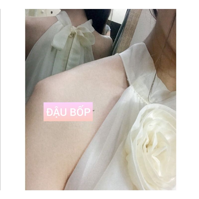 VÁY MAXI ĐI BIỂN CỔ YẾM TƠ TẦNG MÀU BE XINH XỈU ĐÍNH HOA NGỰC[ẢNH THẬT] | BigBuy360 - bigbuy360.vn