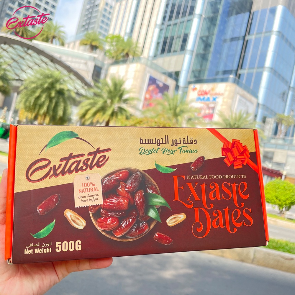 Chà là sấy khô Extaste Dates Deglet Nour Tunisia mềm, dẻo thơm ngon 500g/ Hộp