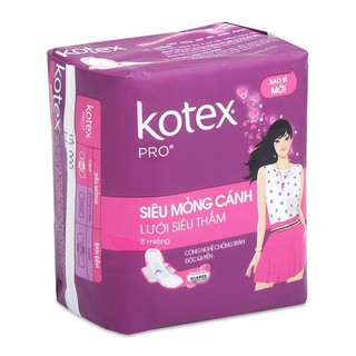 BĂNG VỆ SINH KOTEX PRO SIÊU MỎNG CÁNH 8M