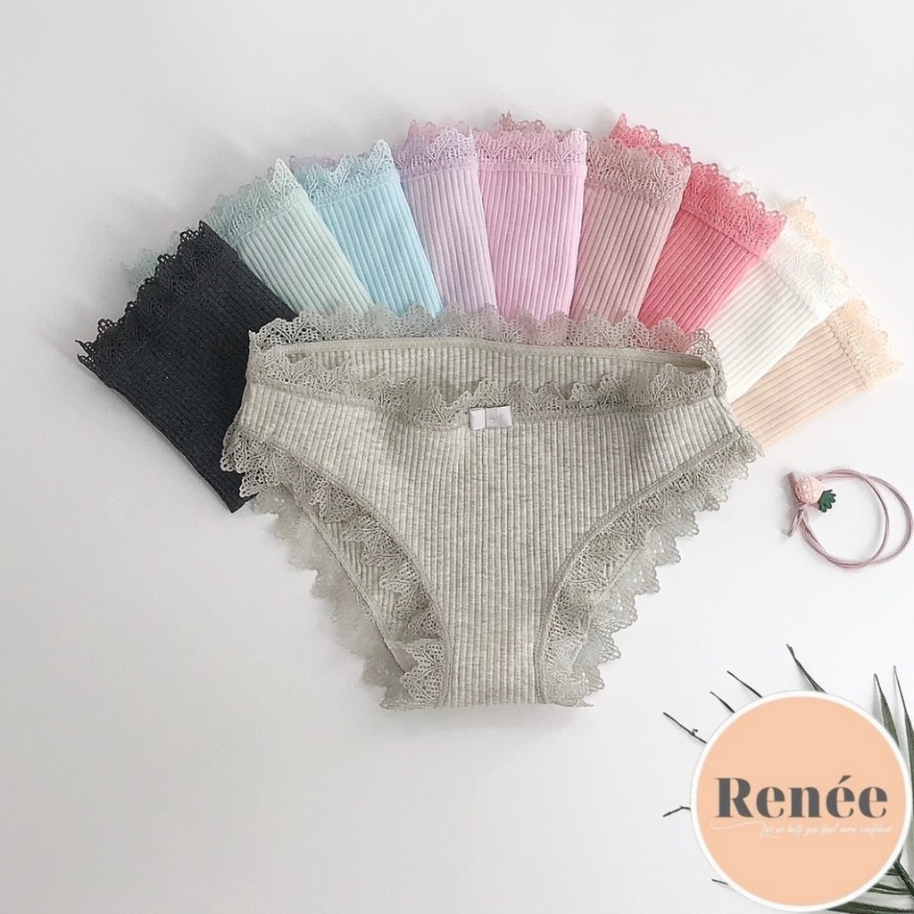 Quần Lót Nữ Cotton Kháng Khuẩn Gân Tăm Viền Ren Nữ Tính RENEE Store - QL10 | BigBuy360 - bigbuy360.vn