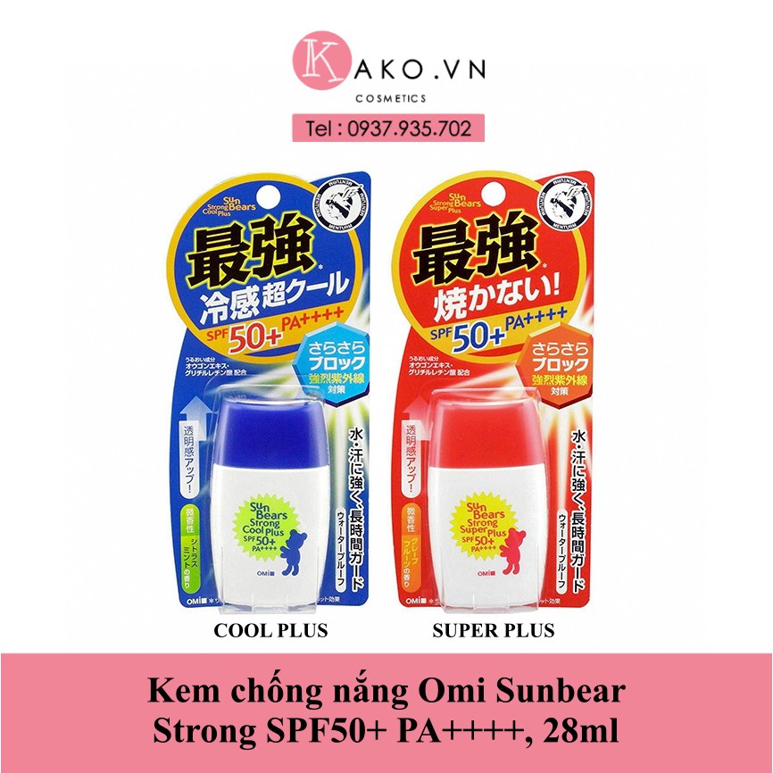 Kem chống nắng Omi Sunbear Strong  SPF50+ PA++++, 28ml