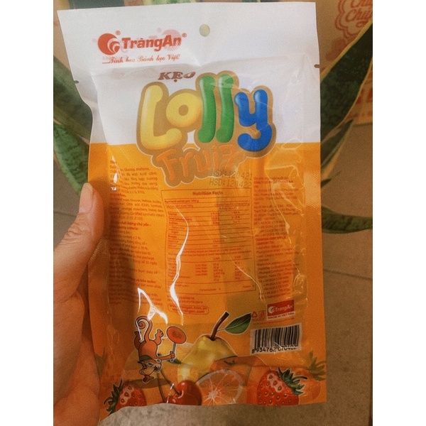 Kẹo mút Lolly hoa quả Tràng An gói 12 que