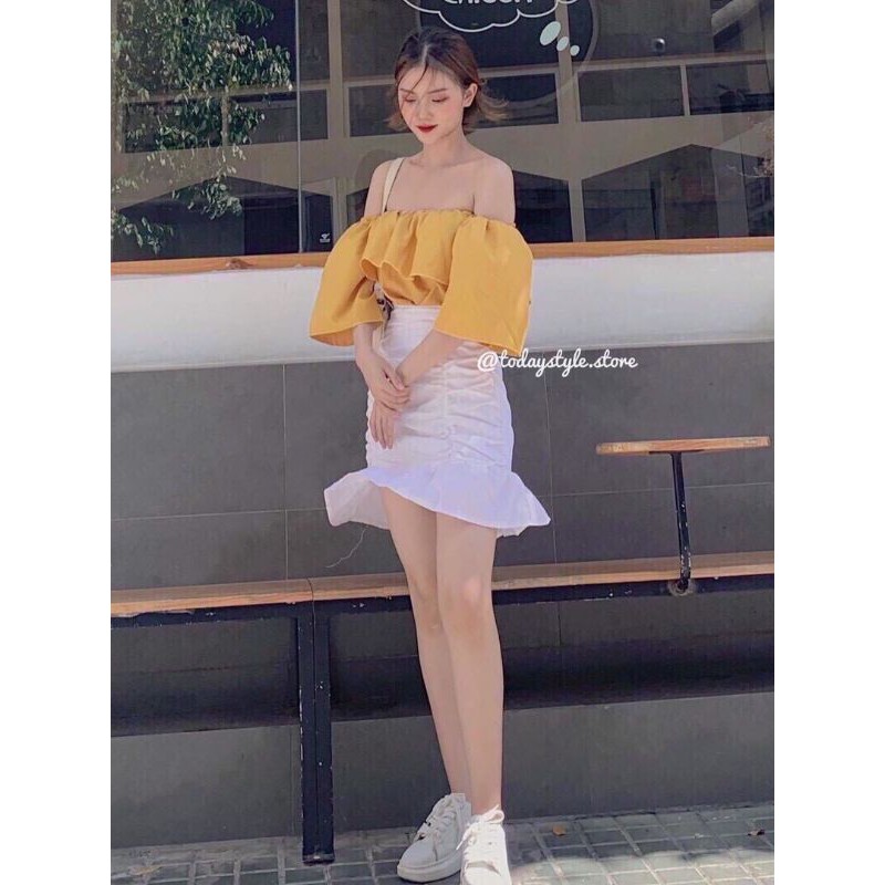 Áo trễ vai và chân váy nhún, set đồ nữ cá tính TIK TOK STORE | BigBuy360 - bigbuy360.vn